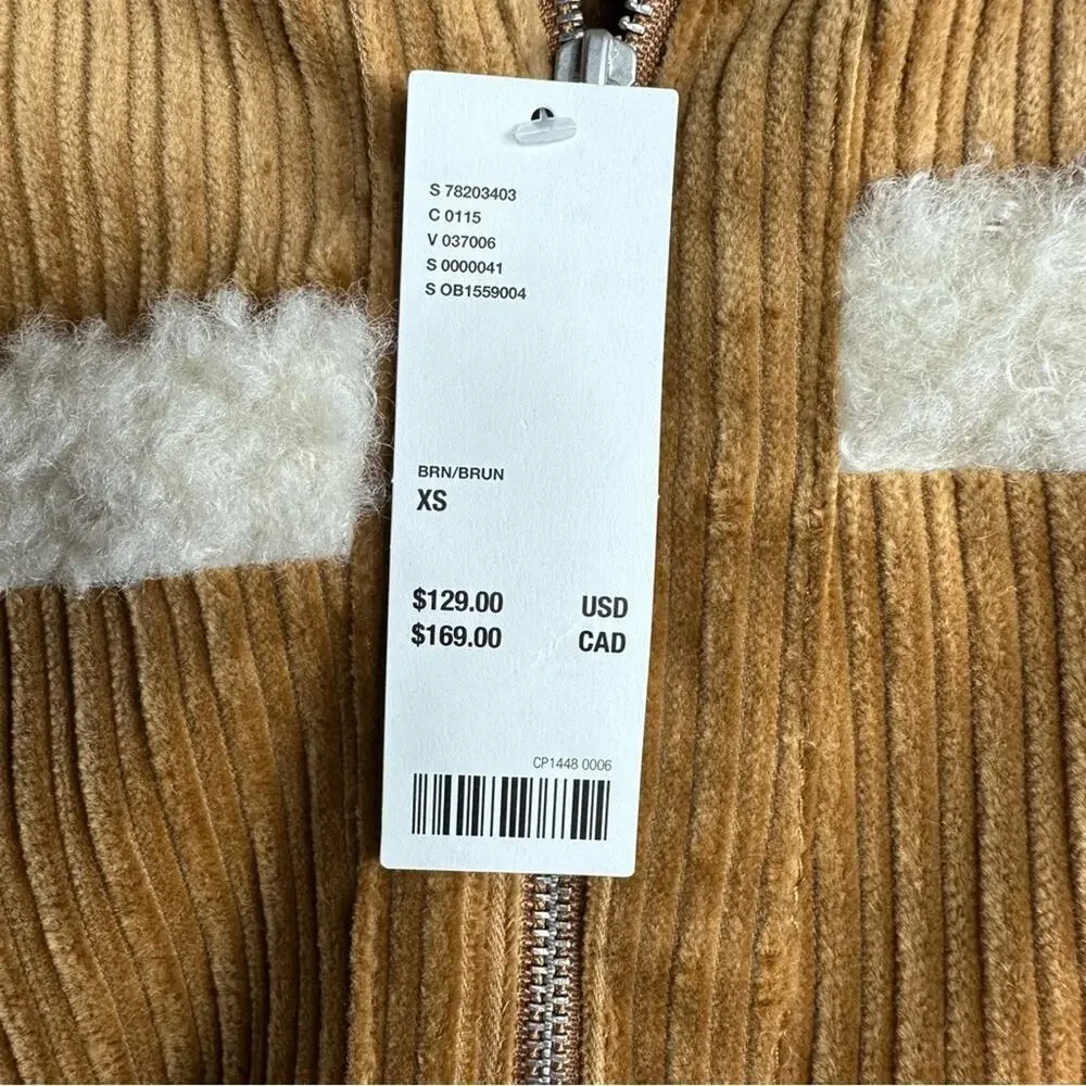 UO BDG Salem Corduroy Sherpa Jacket NWT in Size XS